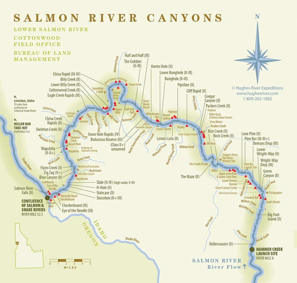 Salmon River Canyons Raft Trip Lower Salmon River Hughes River   Hughes Lower Salmon Map 1024x975 